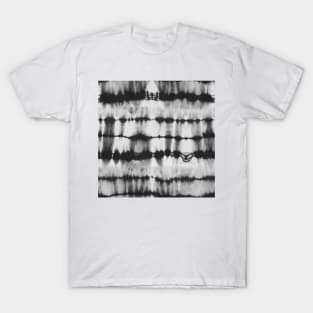 Shibori tie dye black and white horizontal stripes T-Shirt